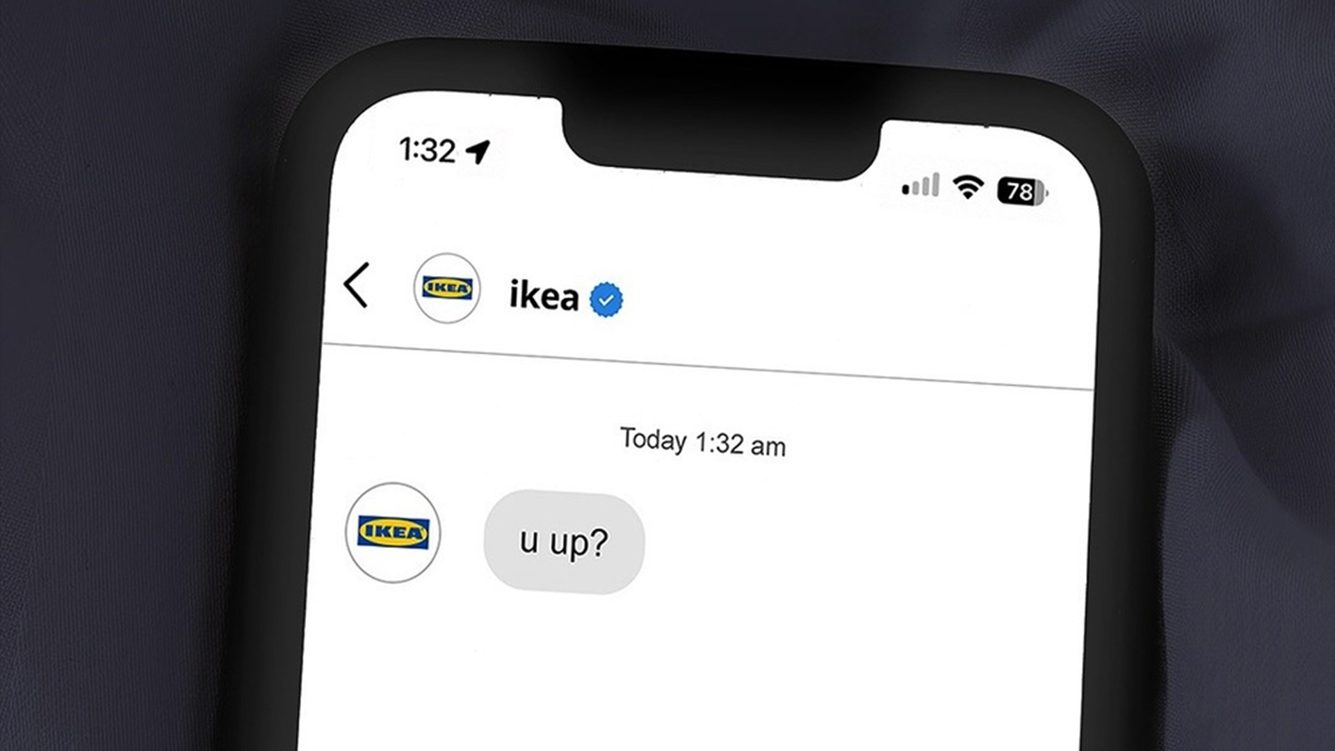 IKEA message mockup on a phone screen