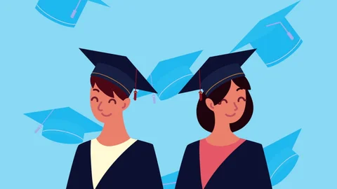 Graduation illustration for education earnings analysis