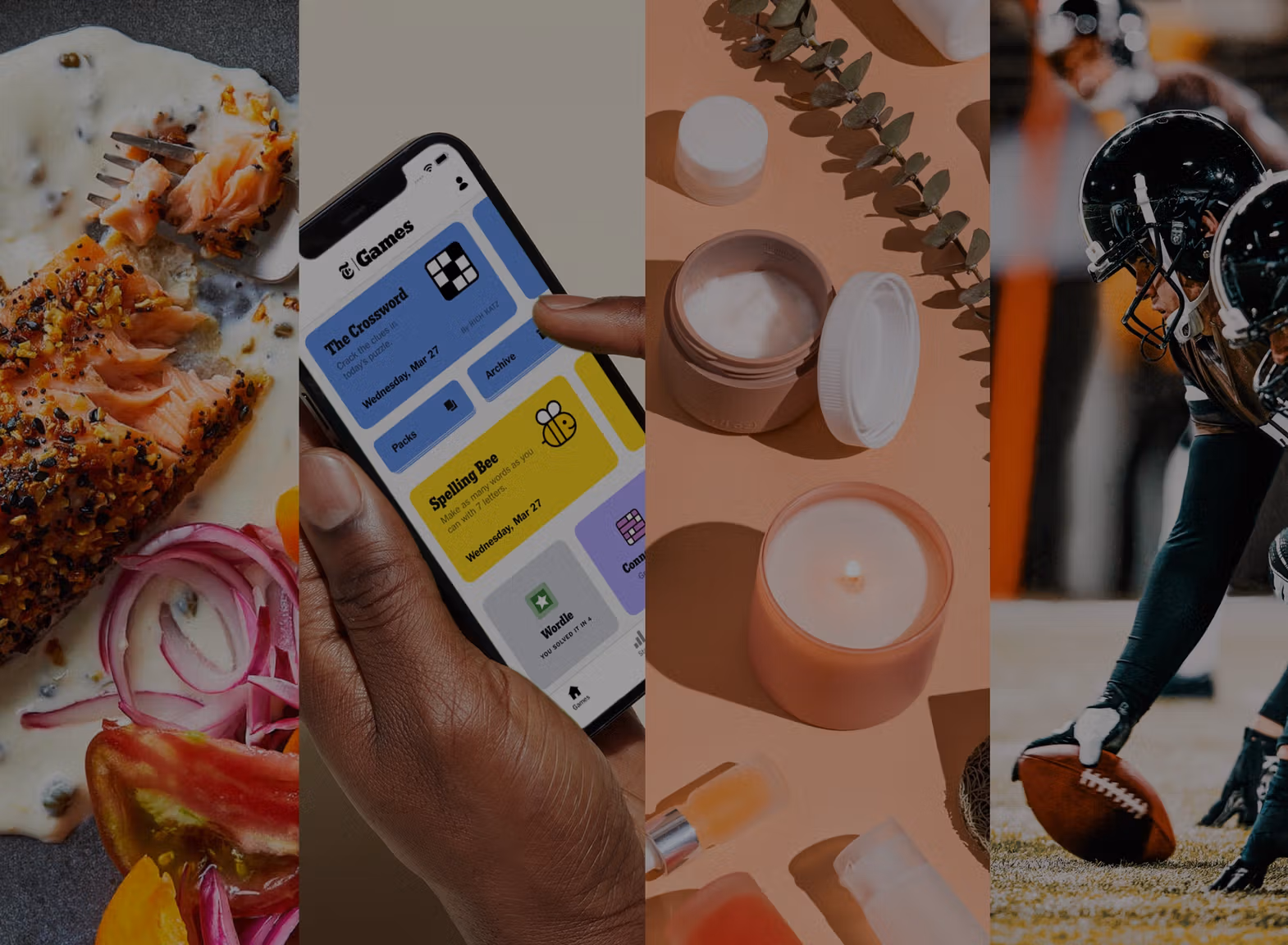 Lifestyle collage featuring New York Times contexts