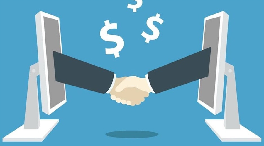 Handshake graphic representing peer-to-peer lending