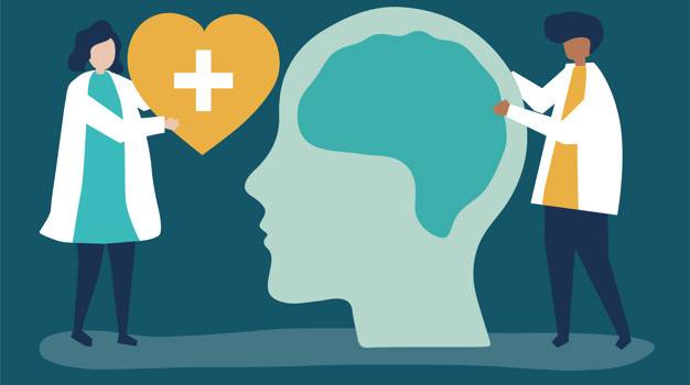 Illustration of mental healthcare support and brain health
